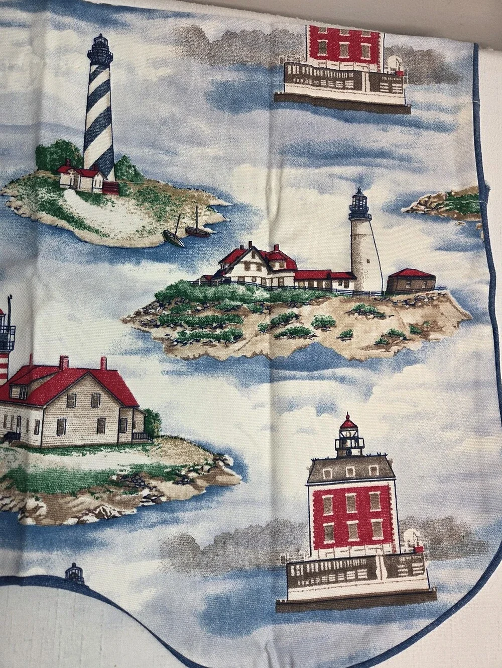 Waverly Land Ho! Nautical Scalloped Valance Set of 2 Lighthouse Coastal 49